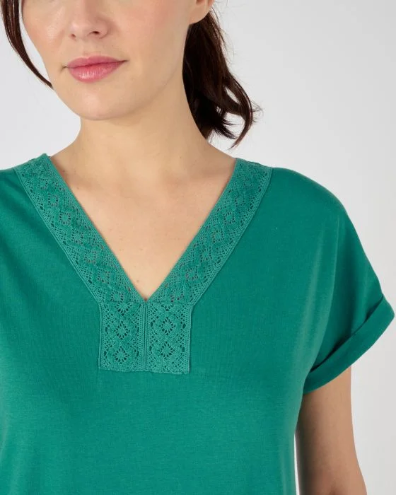 Pyjama dentelle pur coton peigné