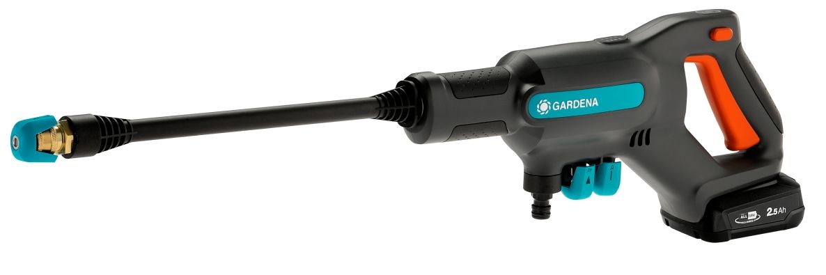 Gardena 14800-20 bezvadu vidēja spiediena tīrītājs AquaClean 24/18 V P4A gatavs lietošanai komplekts