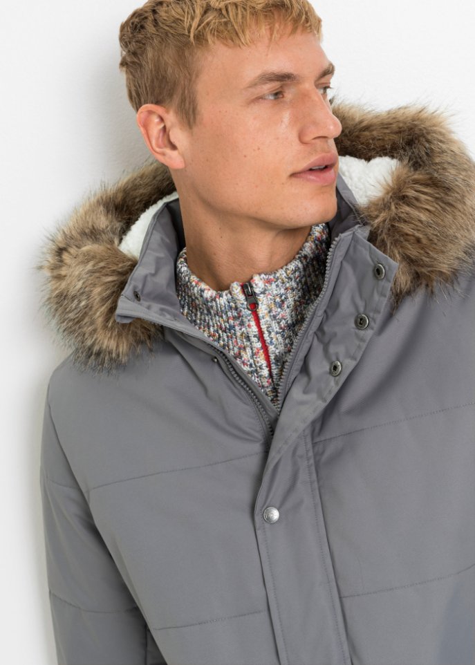 Lange Winter-Steppjacke mit recyceltem Polyester