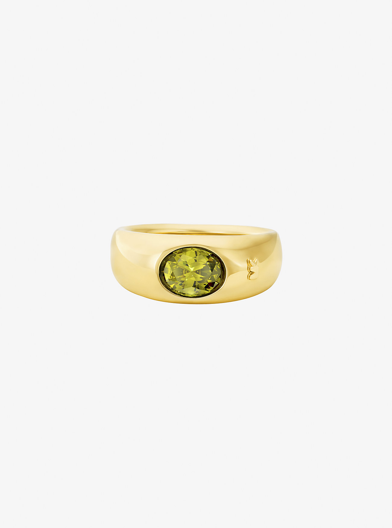 Anello con sigillo in zirconi cubici placcato in metallo prezioso - ORO/PERIDOT