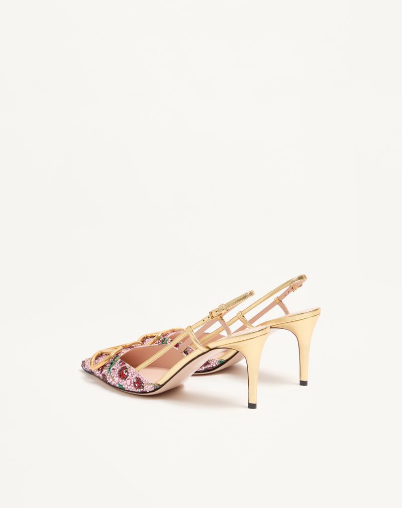 Sapato de salto VLogo Signature Slingback com bordado Cherryfic 80mm