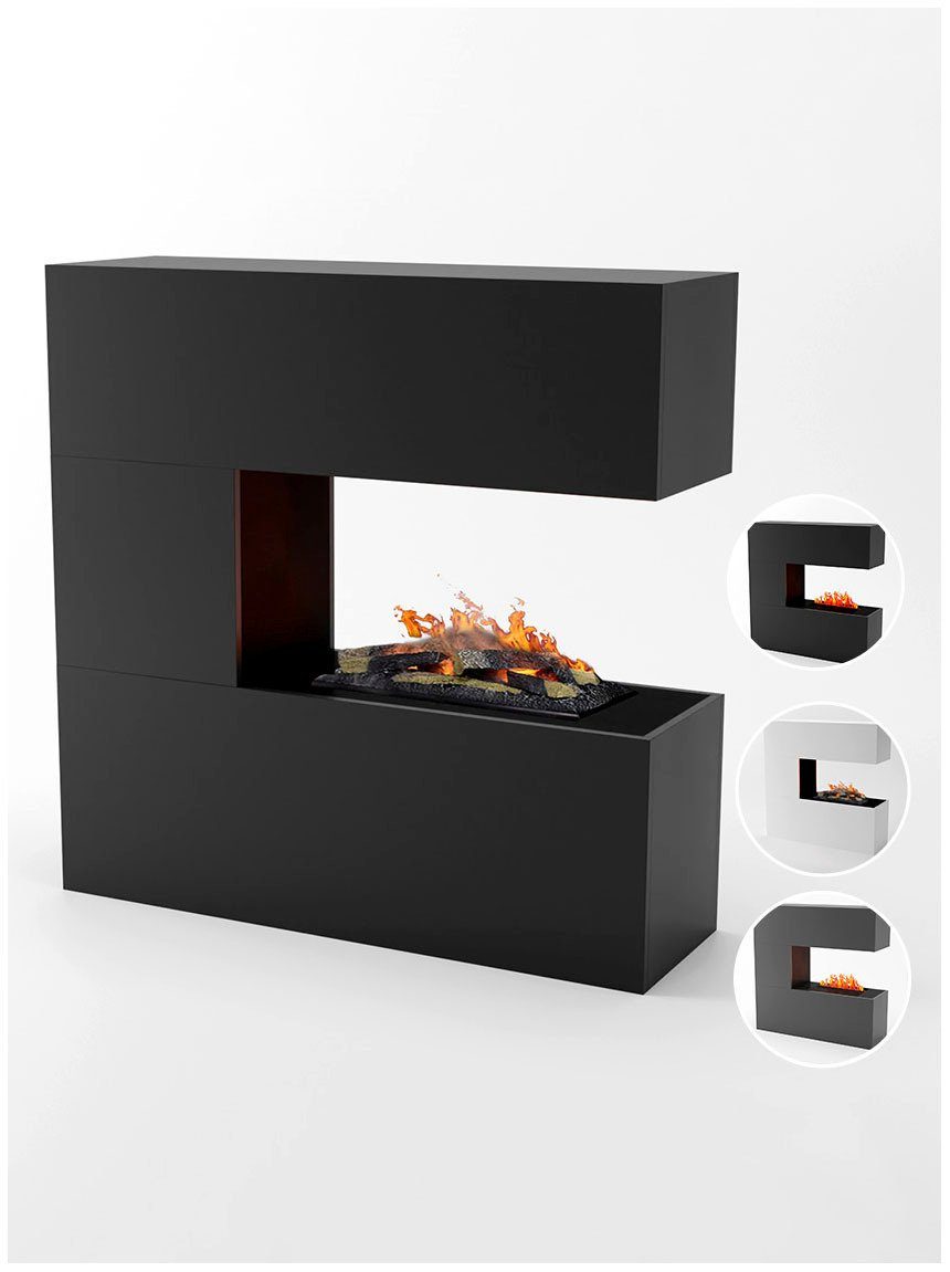 GLOW FIRE Elektrokamin Schiller, Wasserdampfkamin mit 3D Feuer mit integriertem Knistereffekt