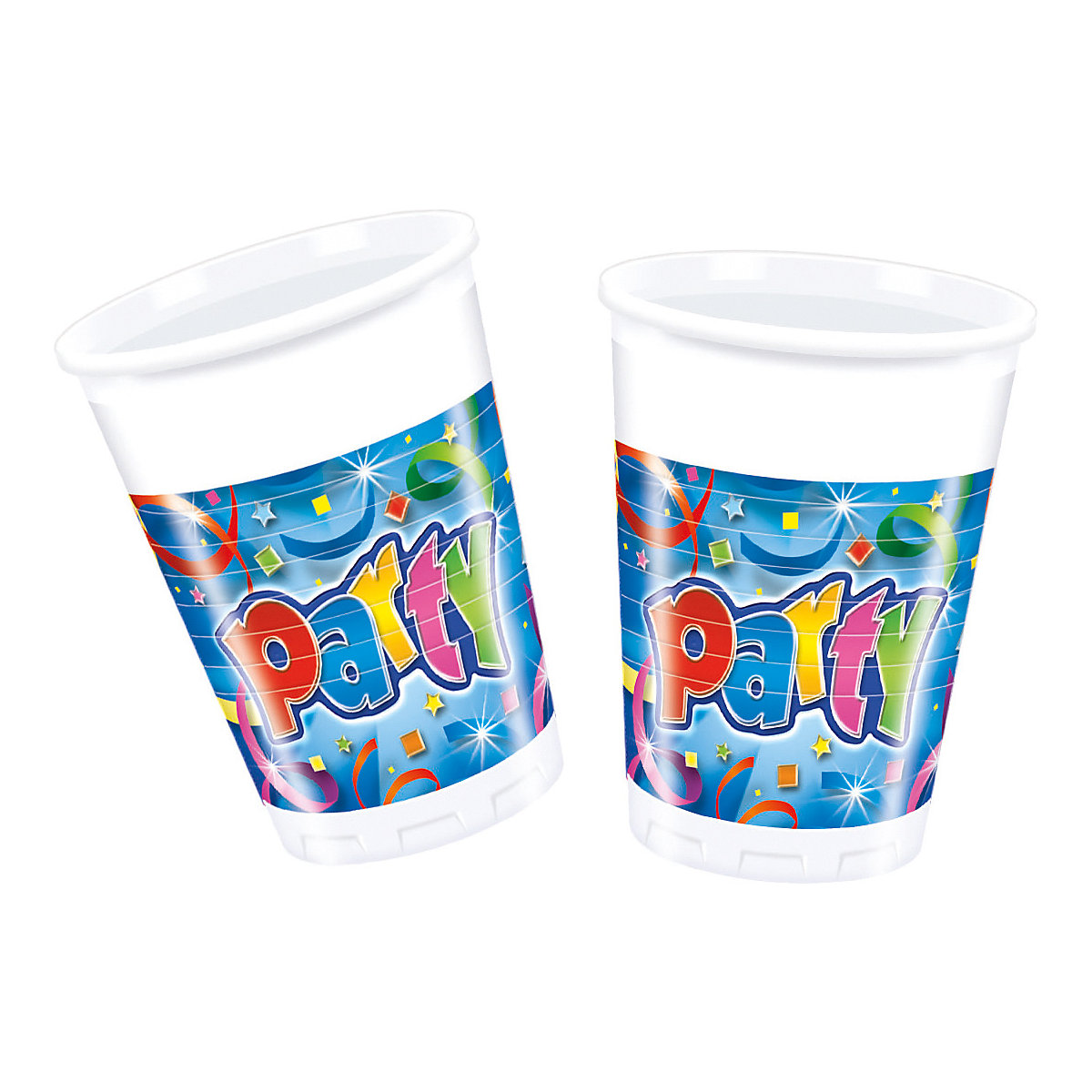 Partybecher/Trinkbecher Party Streamers Prismatic, 200 ml, Kunststoff, 8 Stück