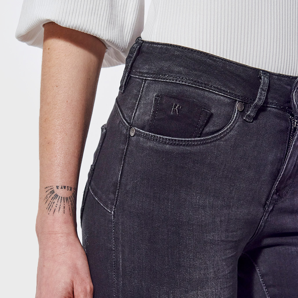 FLORR  Jean slim femme noir effet délavé