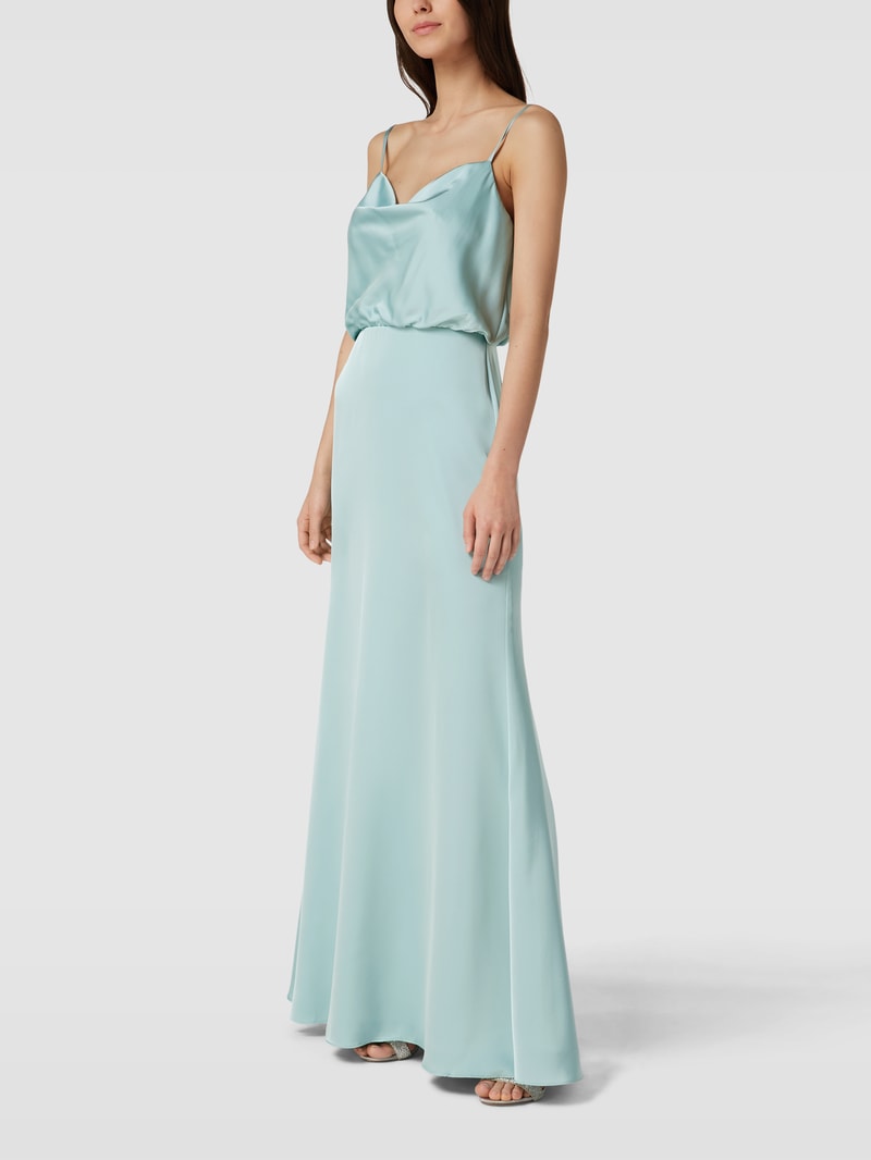 Abendkleid mit Wasserfall-Ausschnitt in mint