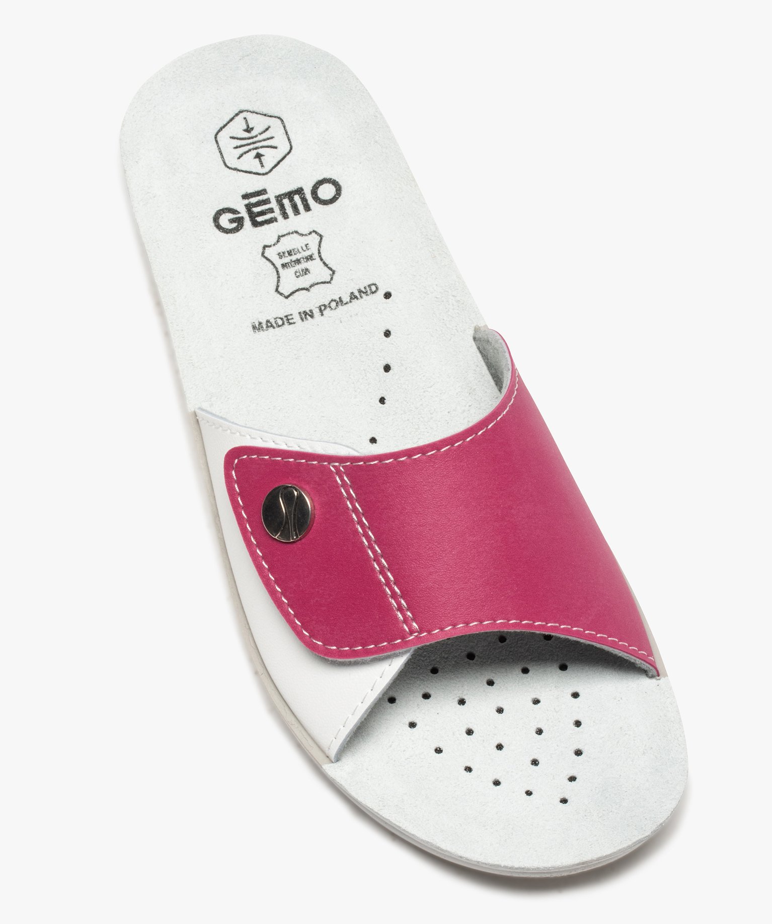 Mules femme confort ouvertes à bride scratch bicolore blanc | GEMO