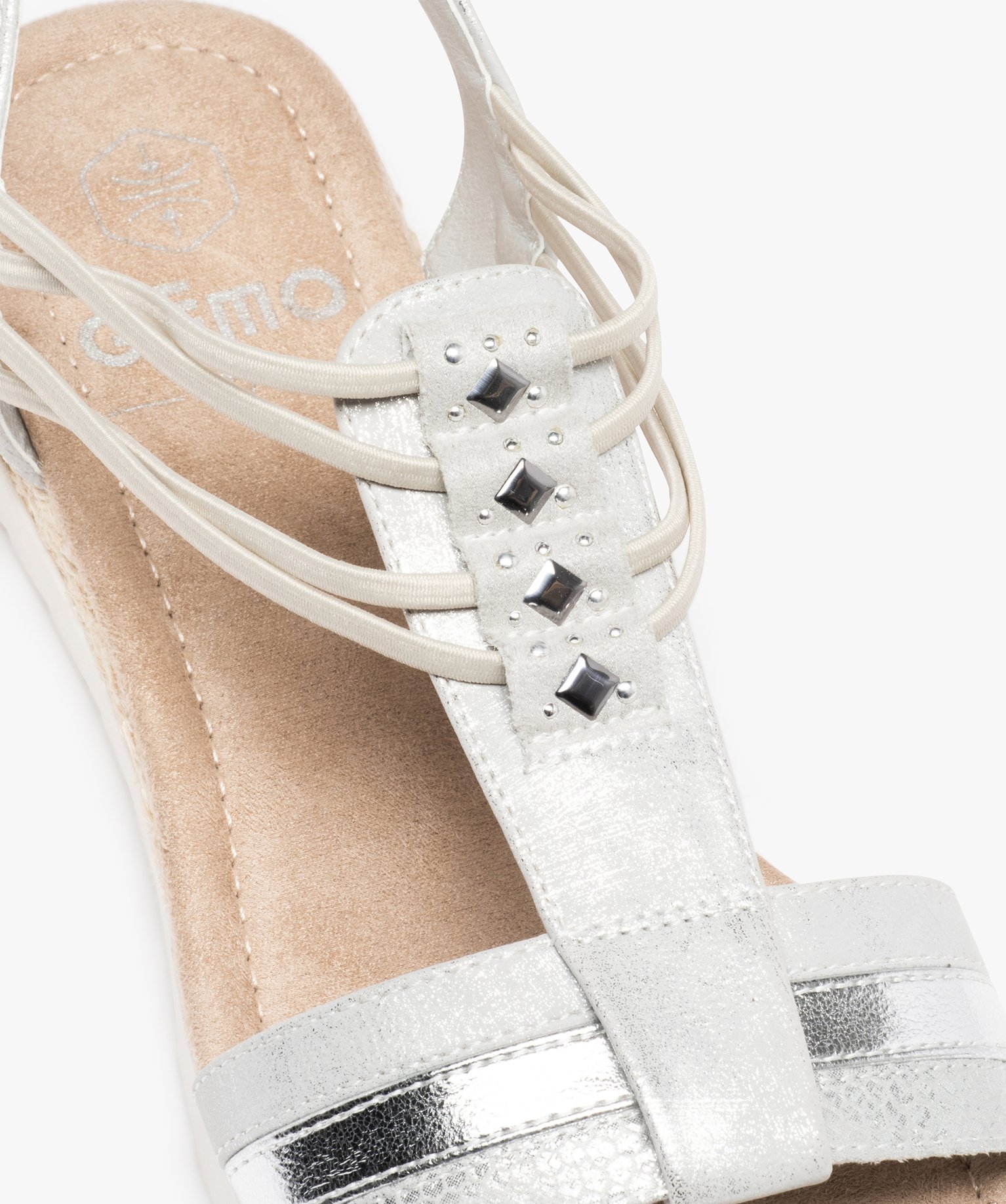 Sandales femme plates à brides élastiquées argent | GEMO