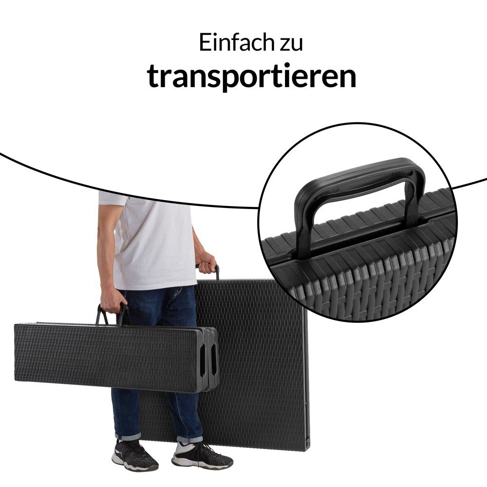 Casaria Bierzeltgarnitur Malmö, (3-tlg), 180 cm Klappbar Rattan Optik Kunststoff 2x Bierbank 1x Breiter Tisch