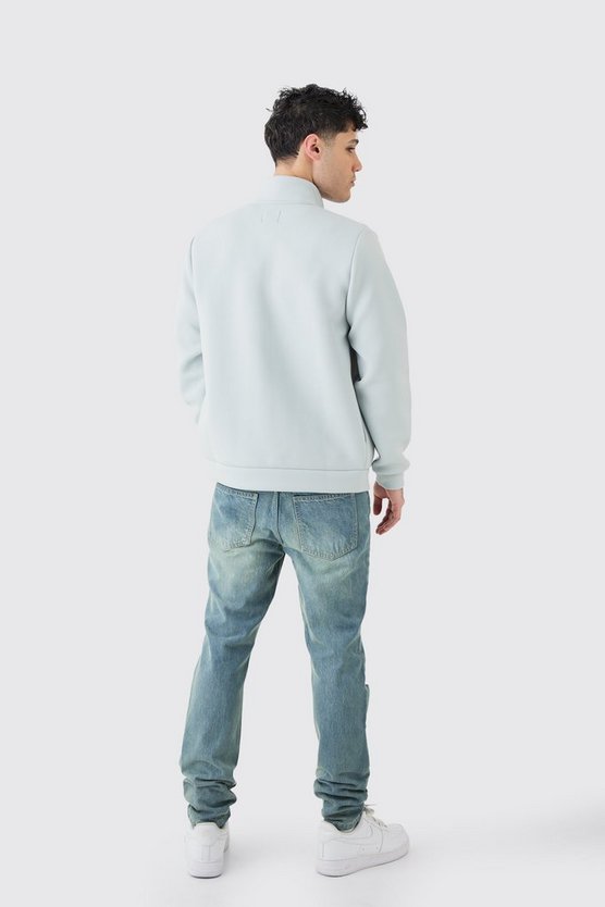 Zerrissene Slim-Fit Jeans in Antikblau
