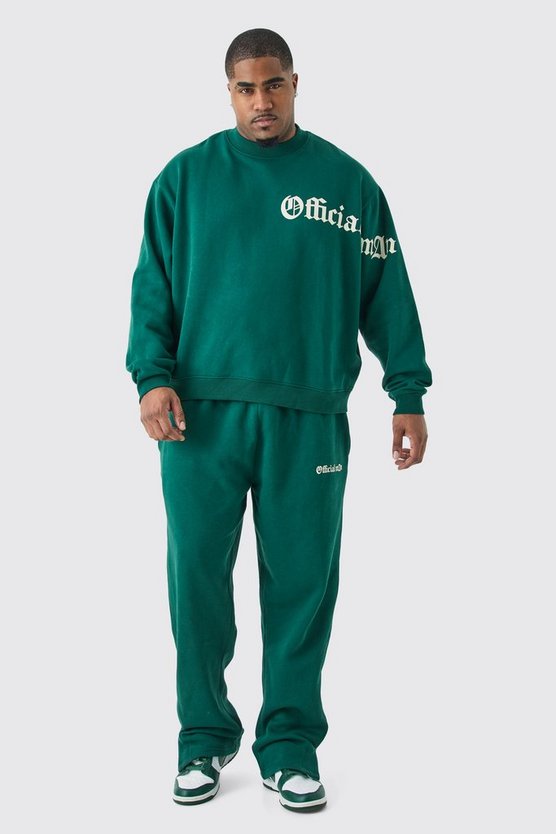 Plus kastiger Oversize Sweatshirt-Trainingsanzug mit Slogan