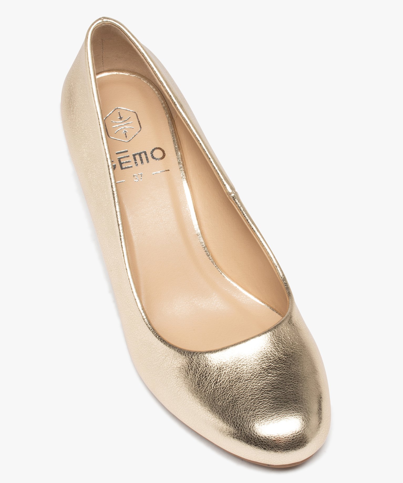 Escarpins femme à bout rond dessus métallisé or | GEMO