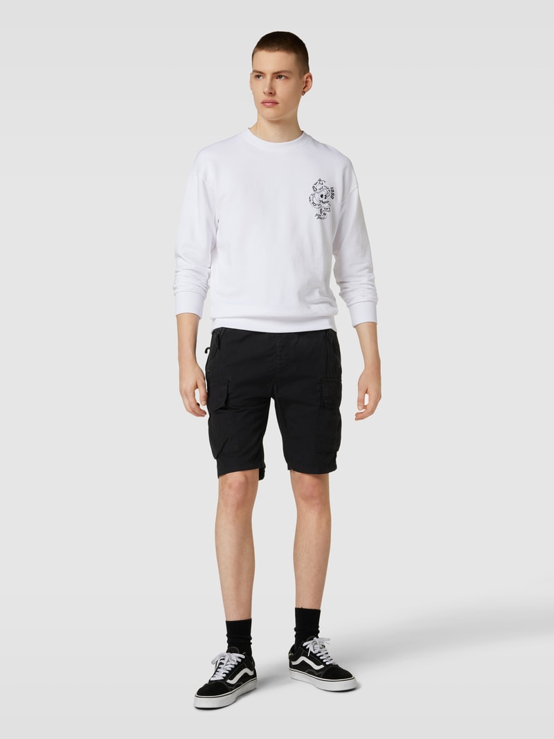 Bermudas aus Baumwolle mit Label-Details Modell 'RIBSTOP' in schwarz