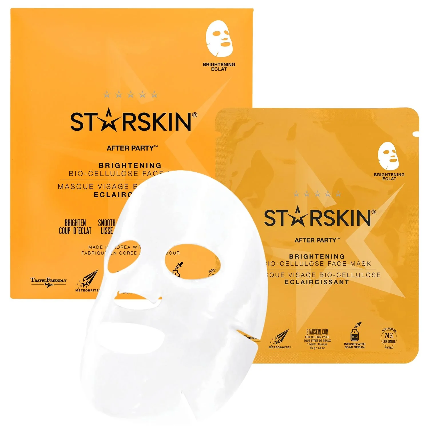 Essentials AFTER PARTY™ posvjetljujuća biocelulozna maska za lice - posvjetljujuća maska za lice