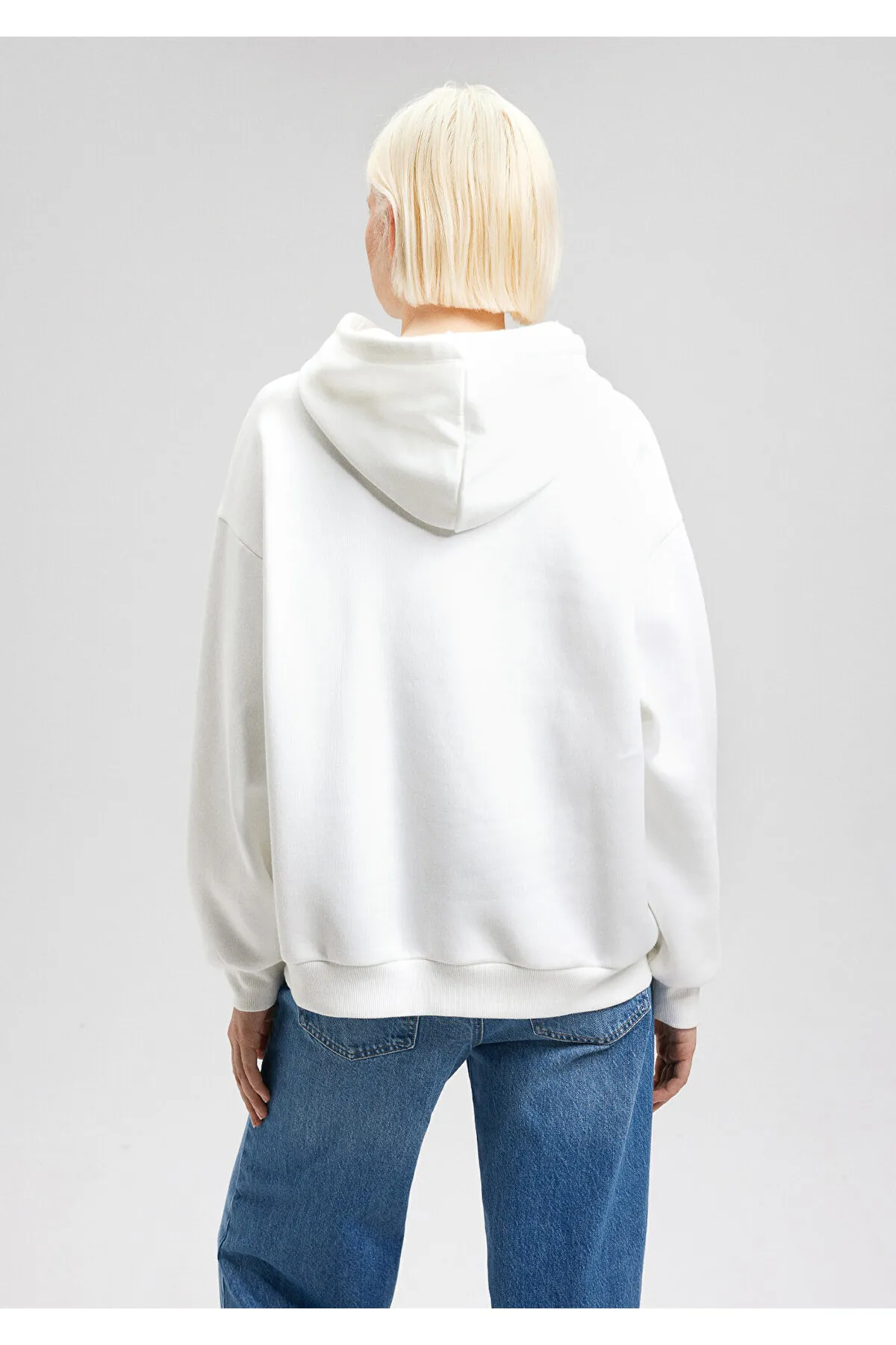 Mavi  Weißes Kapuzen-Sweatshirt mit Logo-Print 1600361-81964