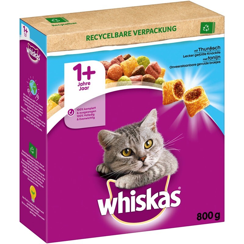 Whiskas Trockenfutter Whiskas 1+ Adult Trockenfutter 800g Thunfisch