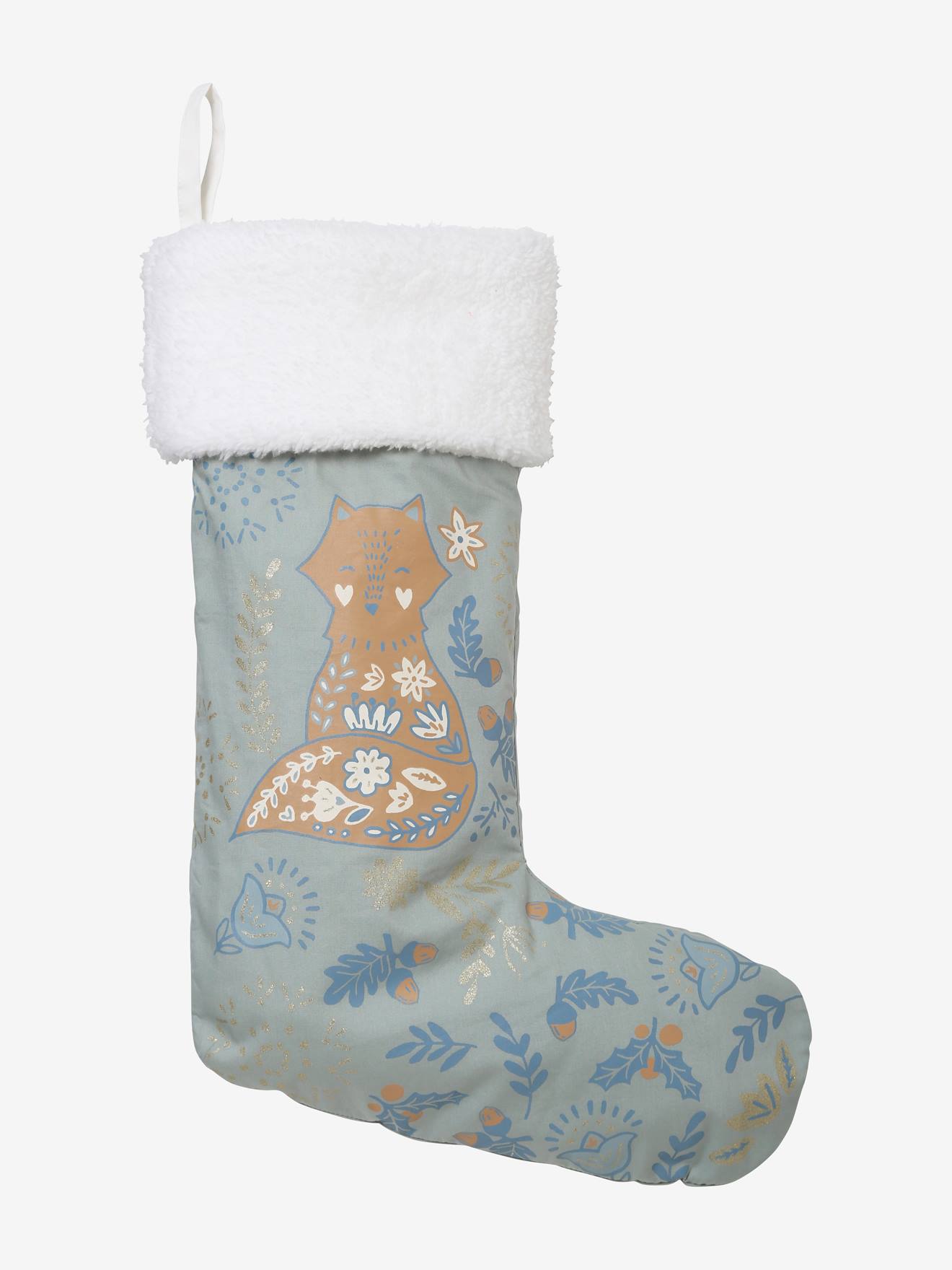 Vertbaudet Kinder Weihnachtsstrumpf FUCHS - grün/blau