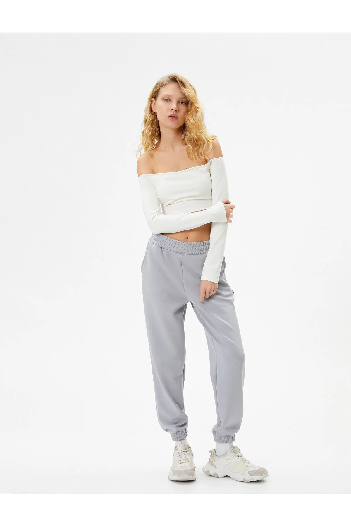 Koton  Jogger Sport Jogginghose Hohe Taille Tasche Modal Stoff Weiche Tuşe Strukturierte