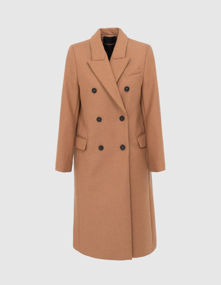 Manteau long sienne à boutonnage croisé Femme
