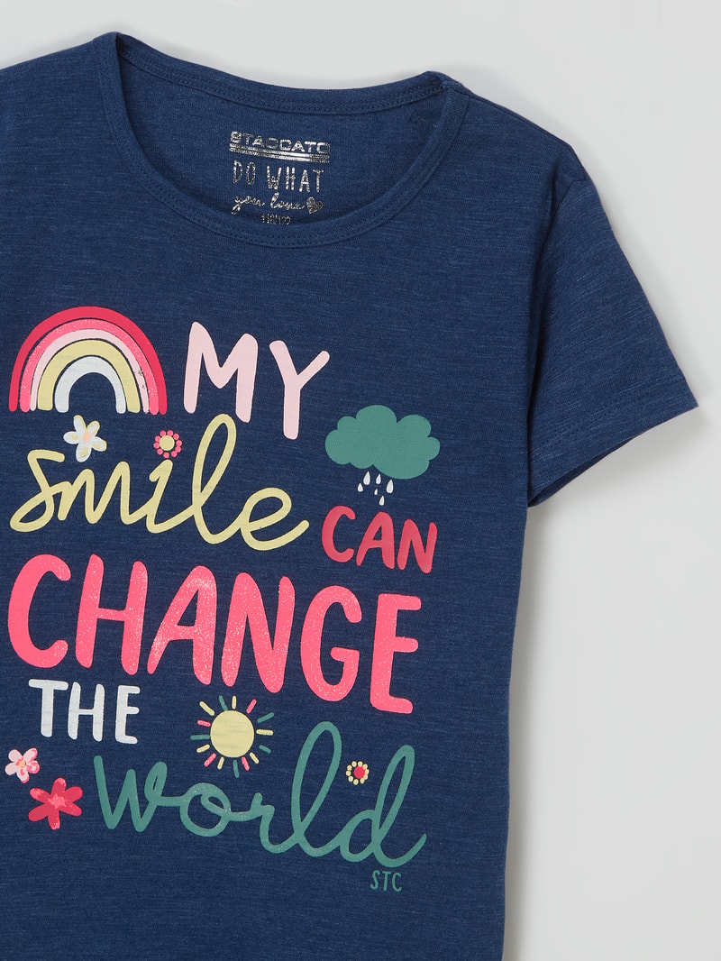 T-Shirt mit Glitter-Effekt in dunkelblau