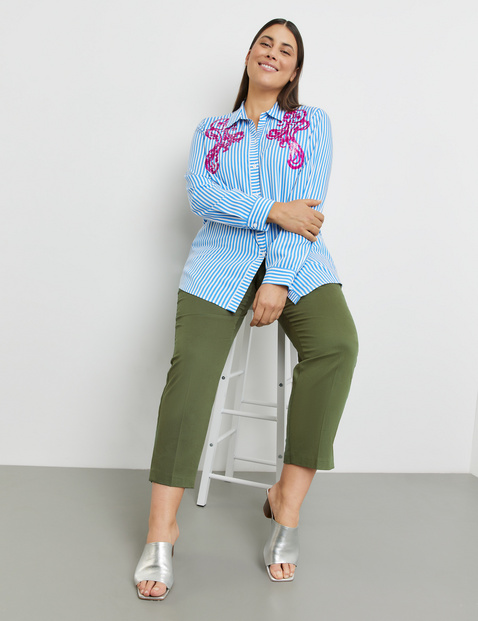 Gestreifte Bluse mit Pailletten-Dekor