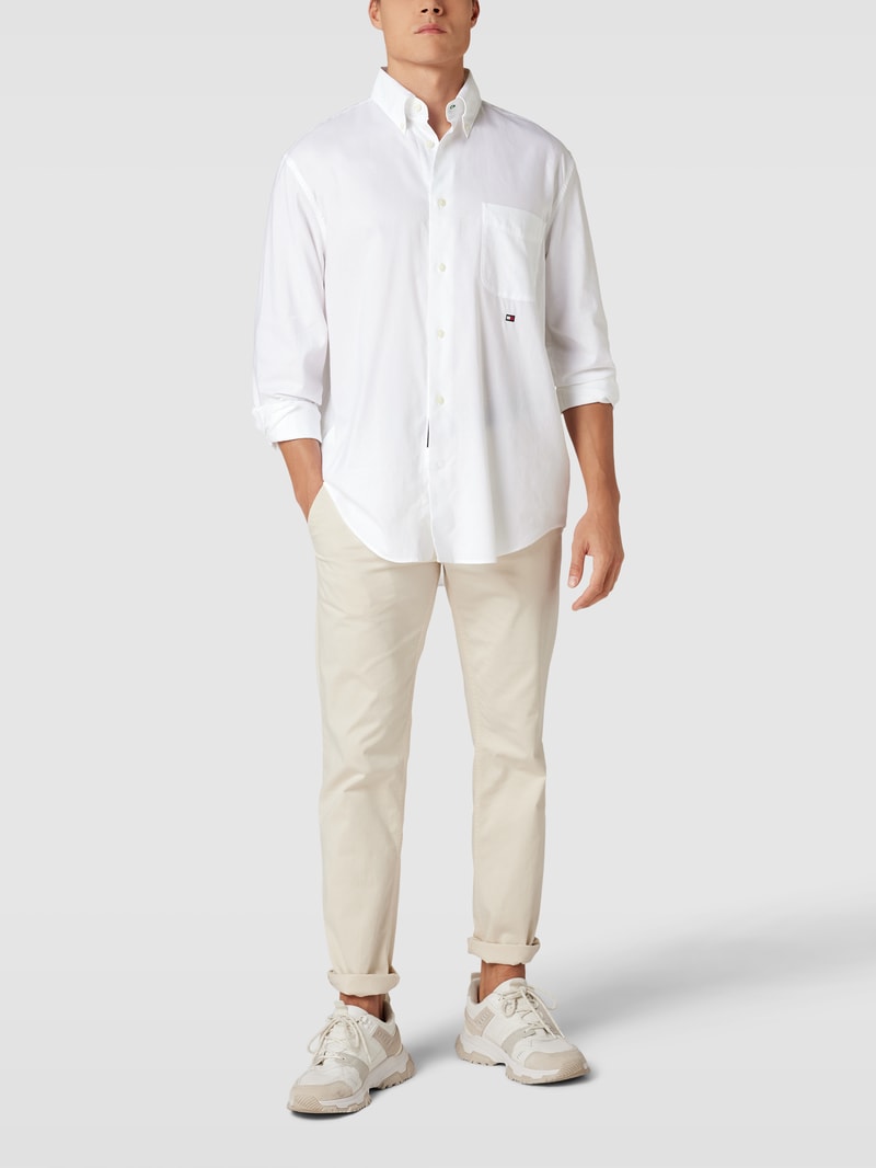 Freizeithemd mit Button-Down-Kragen in weiß
