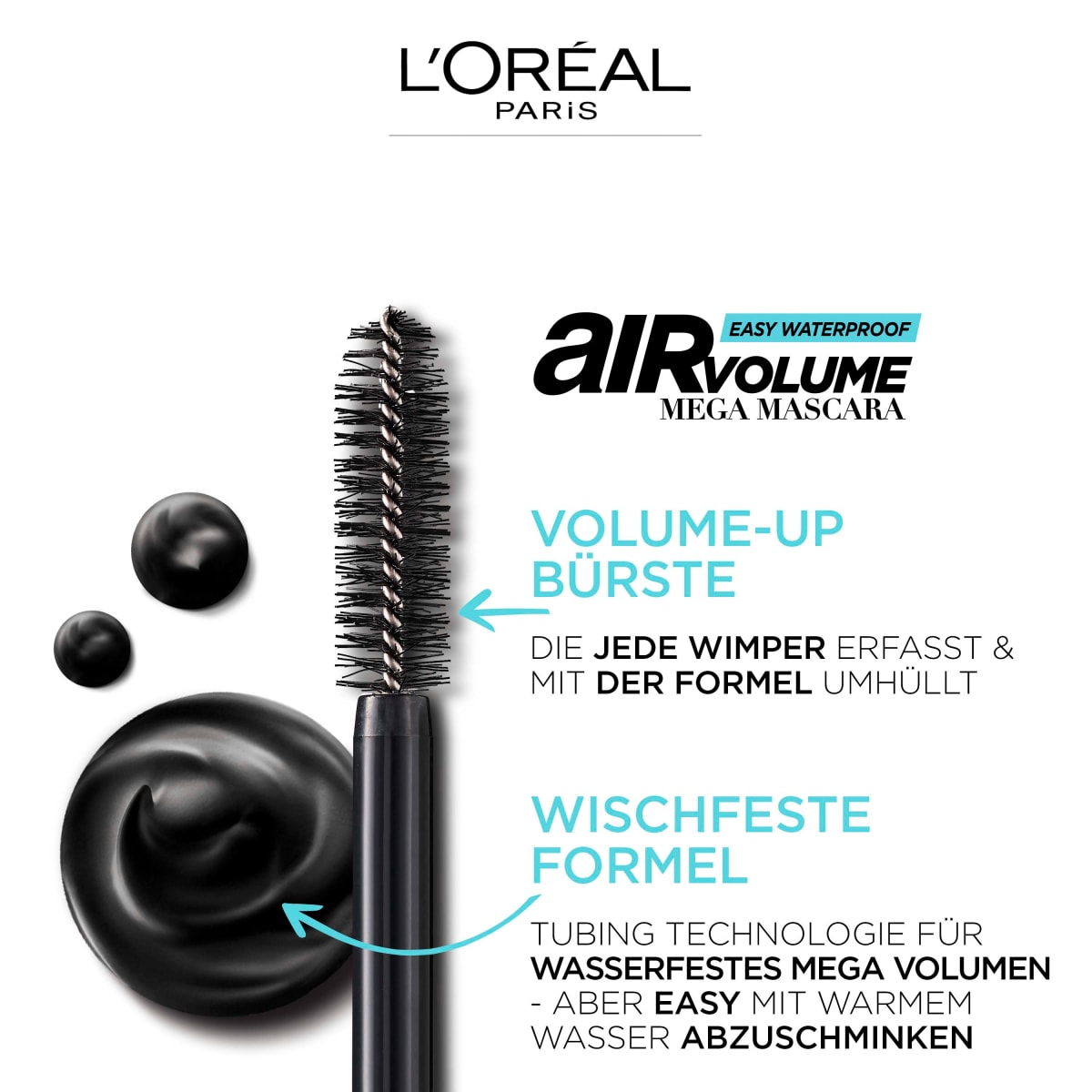 Mascara Air Volume Mega Waterproof Black, 7,9 ml