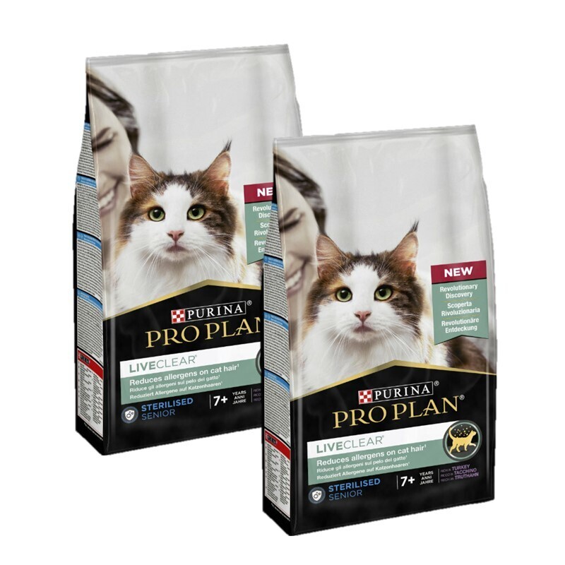 PRO PLAN Trockenfutter PRO PLAN Liveclear Sterilised Senior 7+ Truthahn 2x1,4 kg