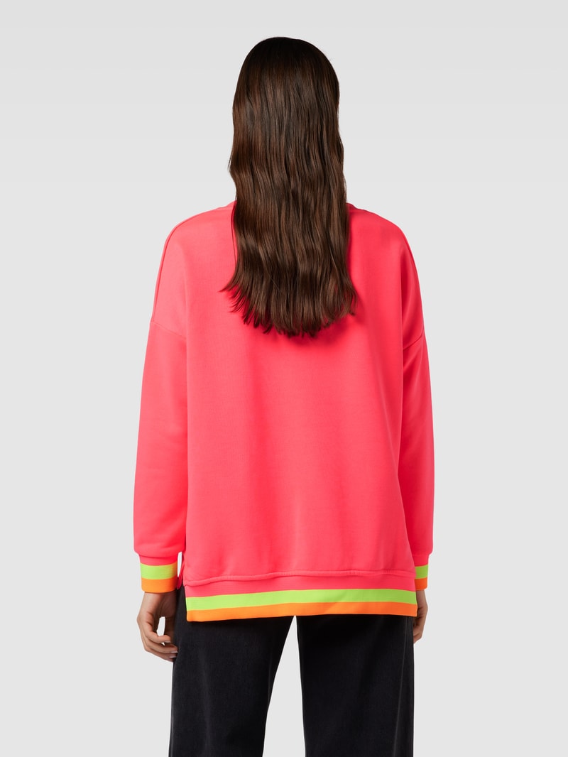 Sweatshirt mit V-Ausschnitt Modell 'Creme de la Creme' in pink
