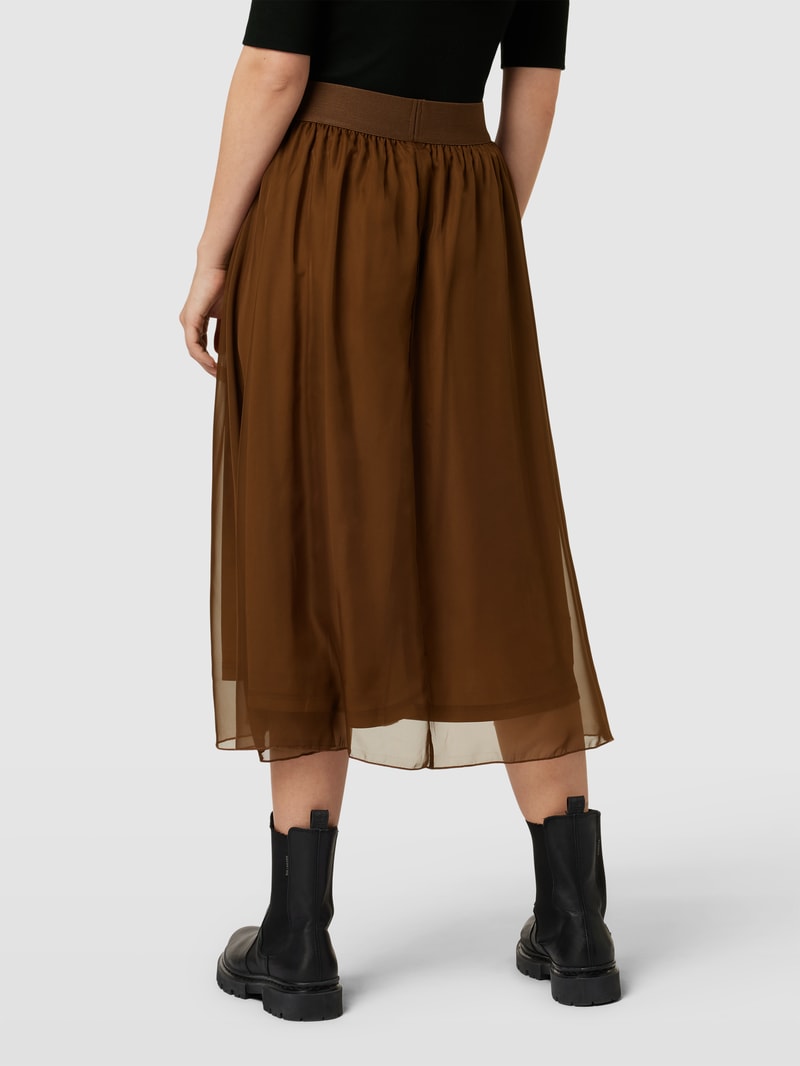 Midirock mit elastischem Bund Modell 'Coral' in cognac