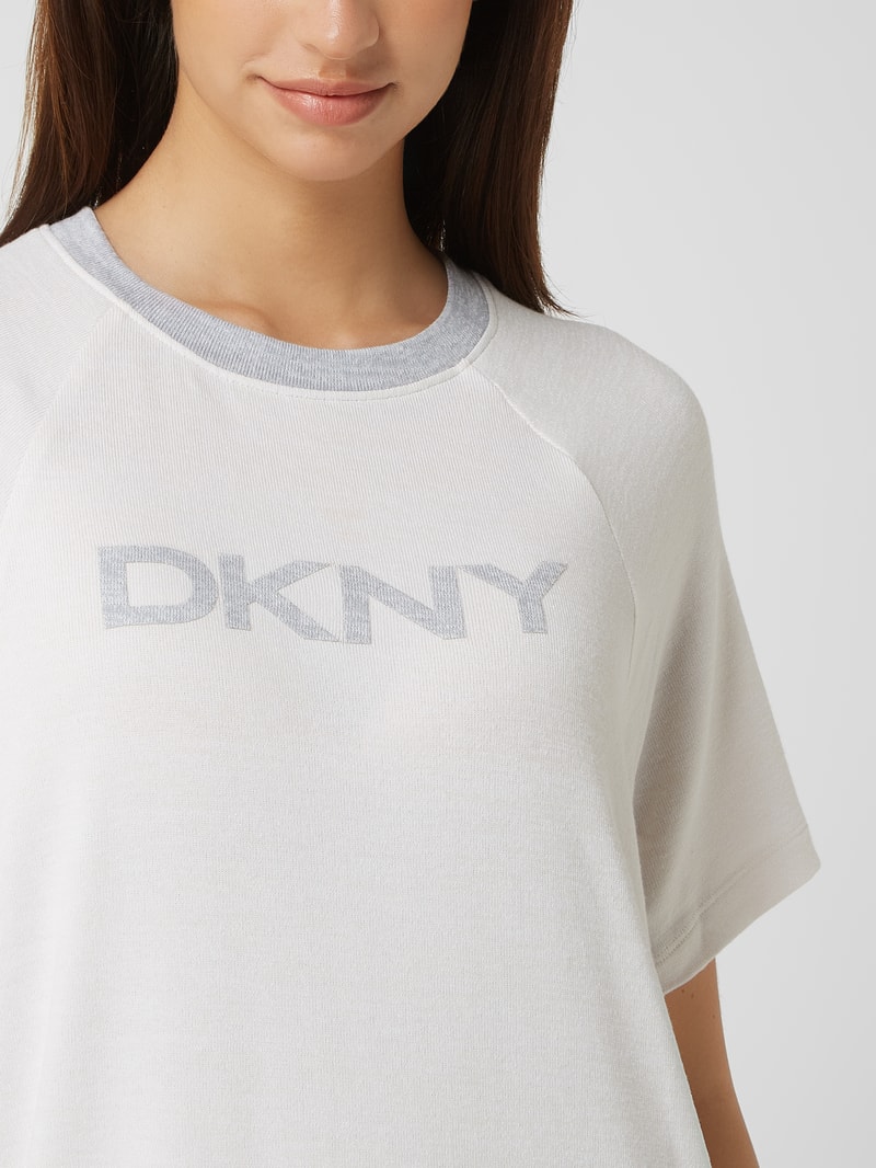 Nachthemd mit Logo-Print in beige meliert
