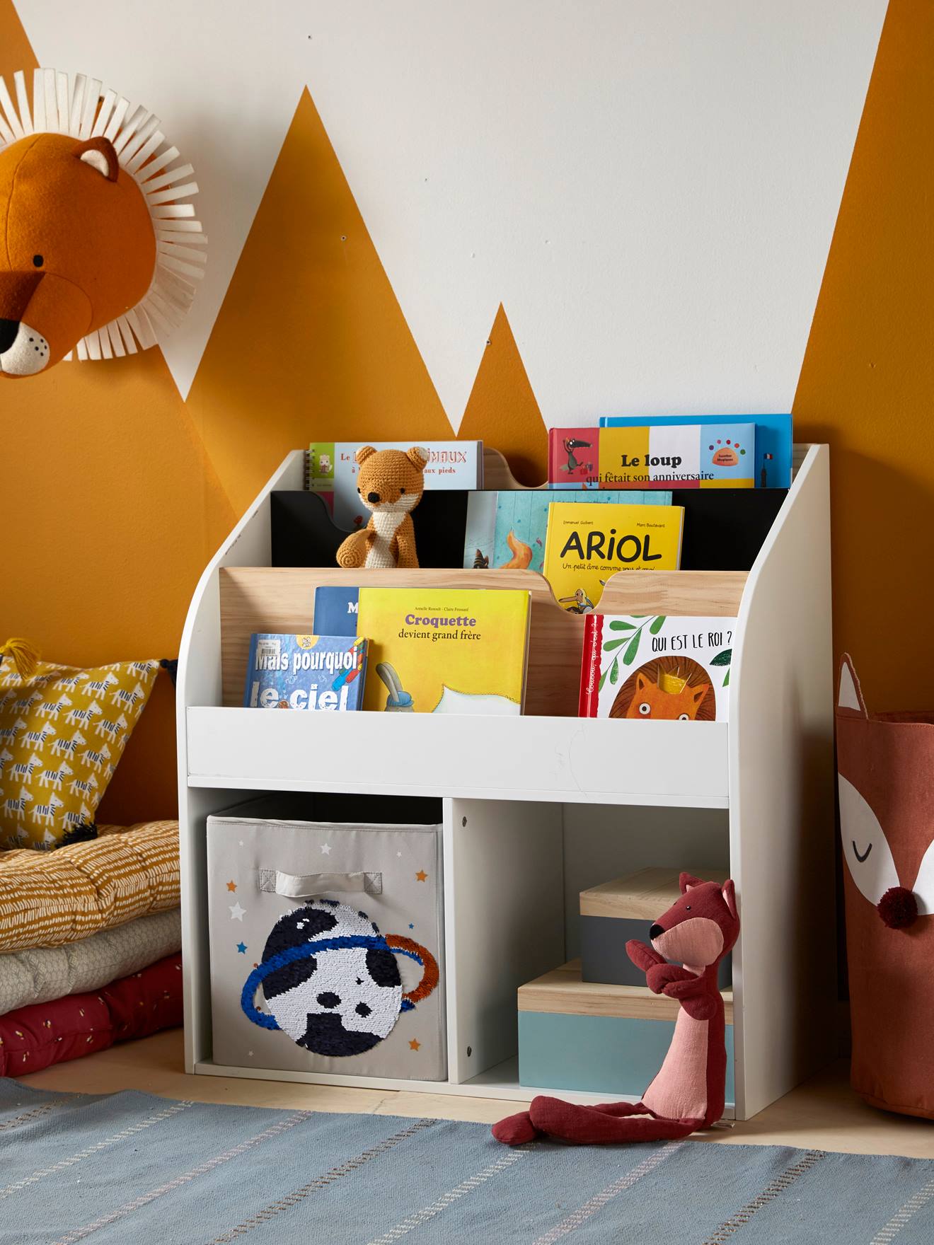 Vertbaudet Kinder Bücherregal SCHOOL, 2 Fächer - rosa