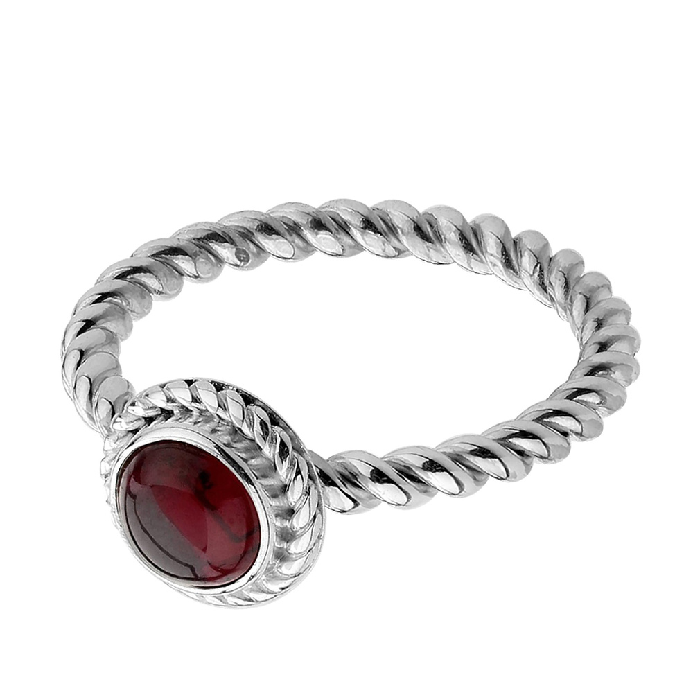 Nenalina Nenalina Bague Twisted Granat Edelstein Basic 925 Sterling Silber Bague
