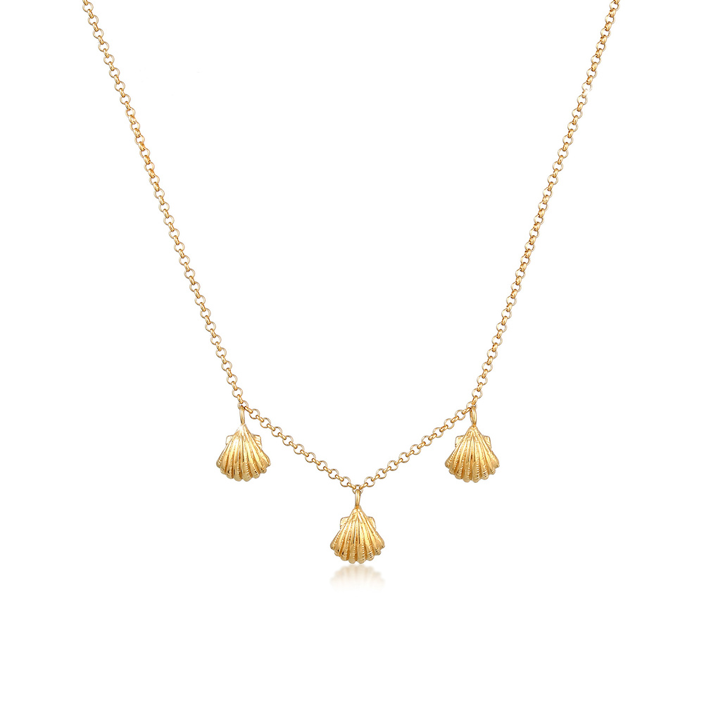 Elli Elli Collier Coquillage Pendentifs Plage Mer Été Collier Femme - (925/1000) Argen Bijoux