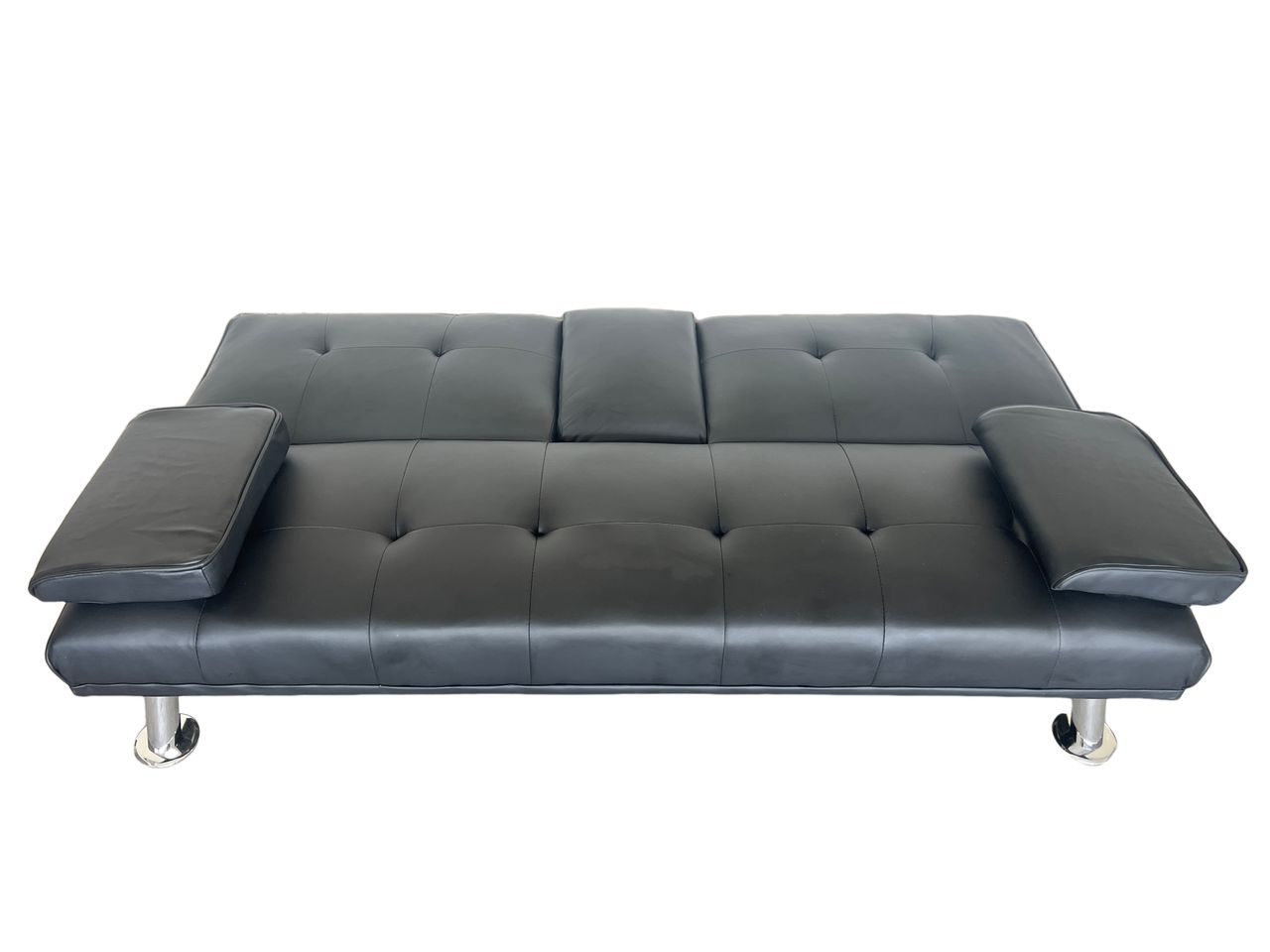 Better Home Schlafsofa mit Bettfunktion & zusammenklappbaren Getränkehalter schwarz