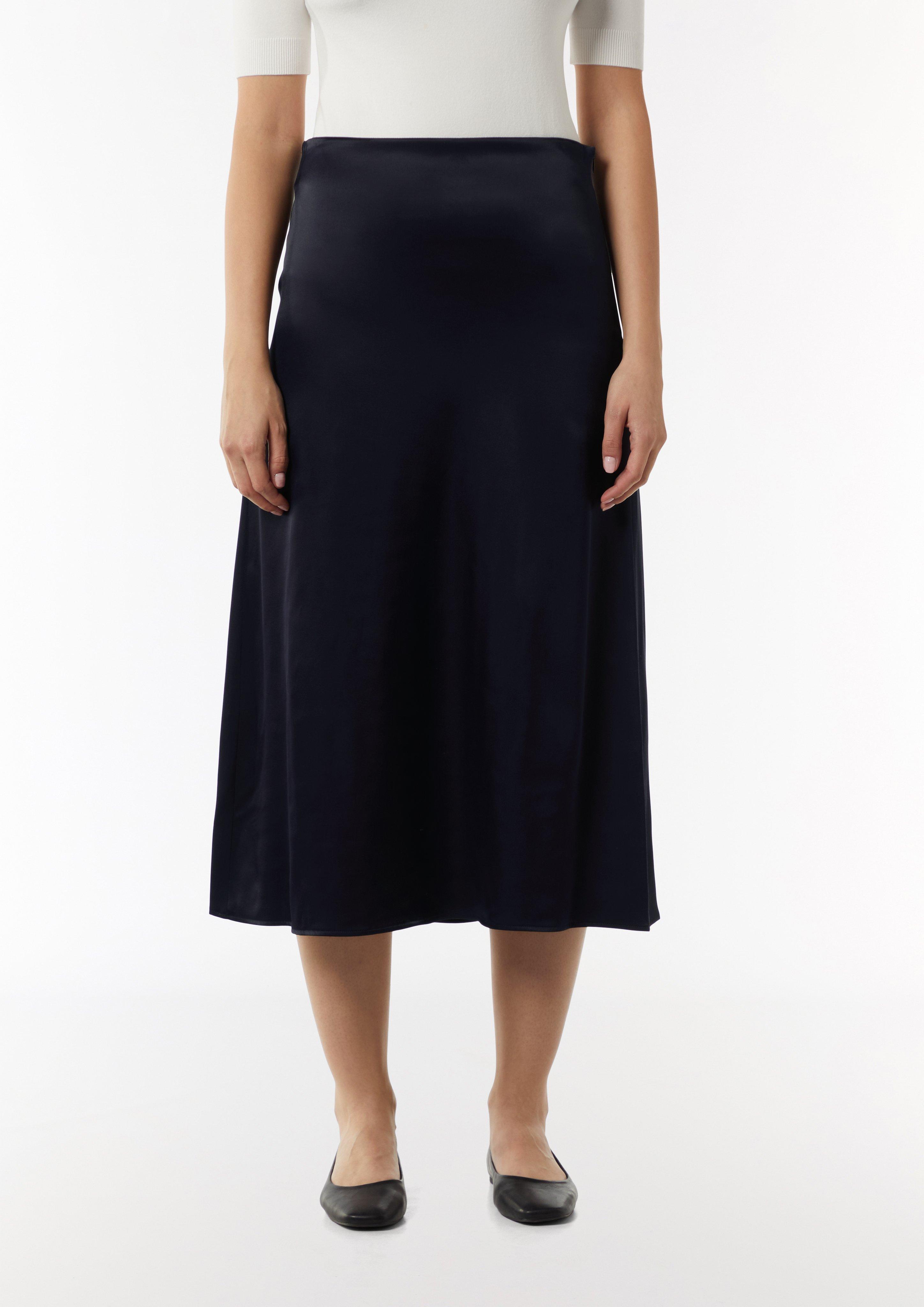 Midi-Rock aus Satin - navy