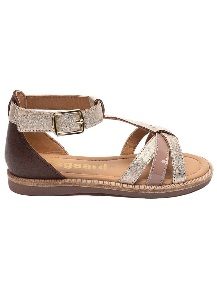 bisgaard Leder-Sandalen in Gold/ Braun günstig kaufen
