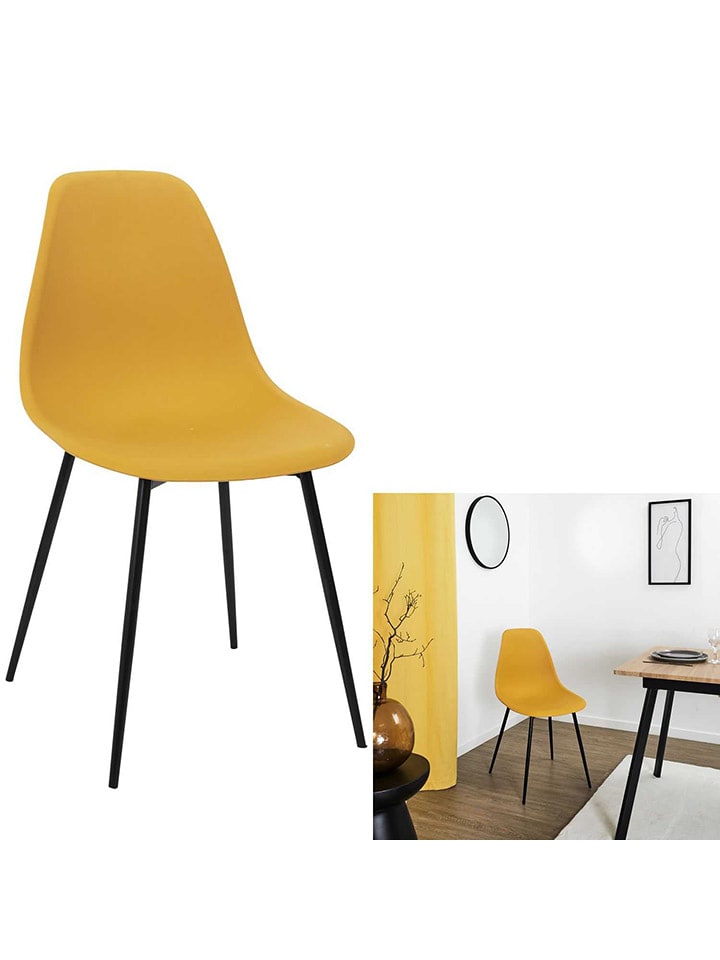 Rétro Chic Esszimmerstuhl ''Gustav'' in Gelb - (B)50,7 x (H)84,8 x (T)45,5 cm günstig kaufen onesize