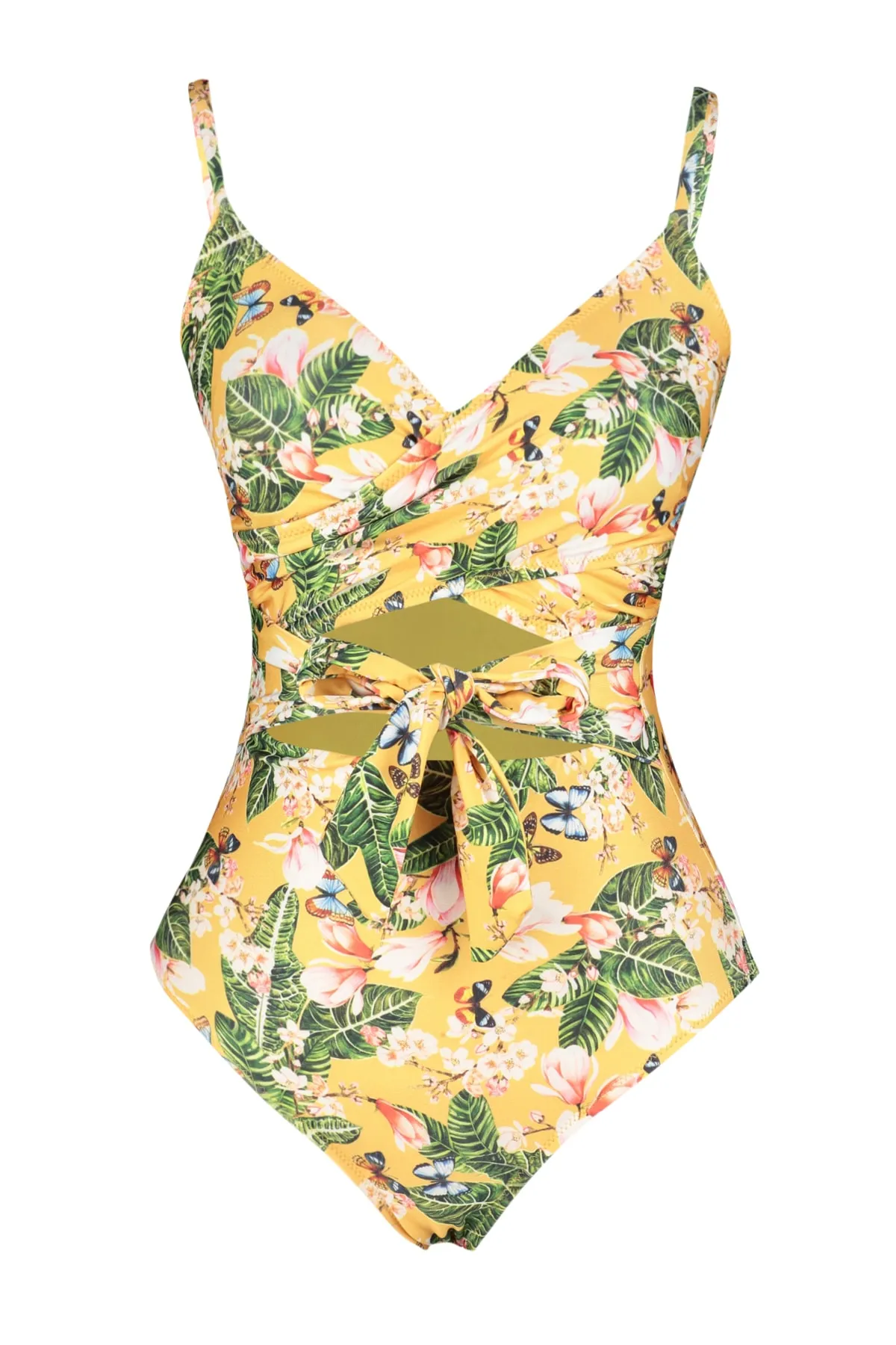 Trendyol Collection  Zweireihiger, gebundener Hipster-Badeanzug mit Blumenmuster TBESS21MA0040