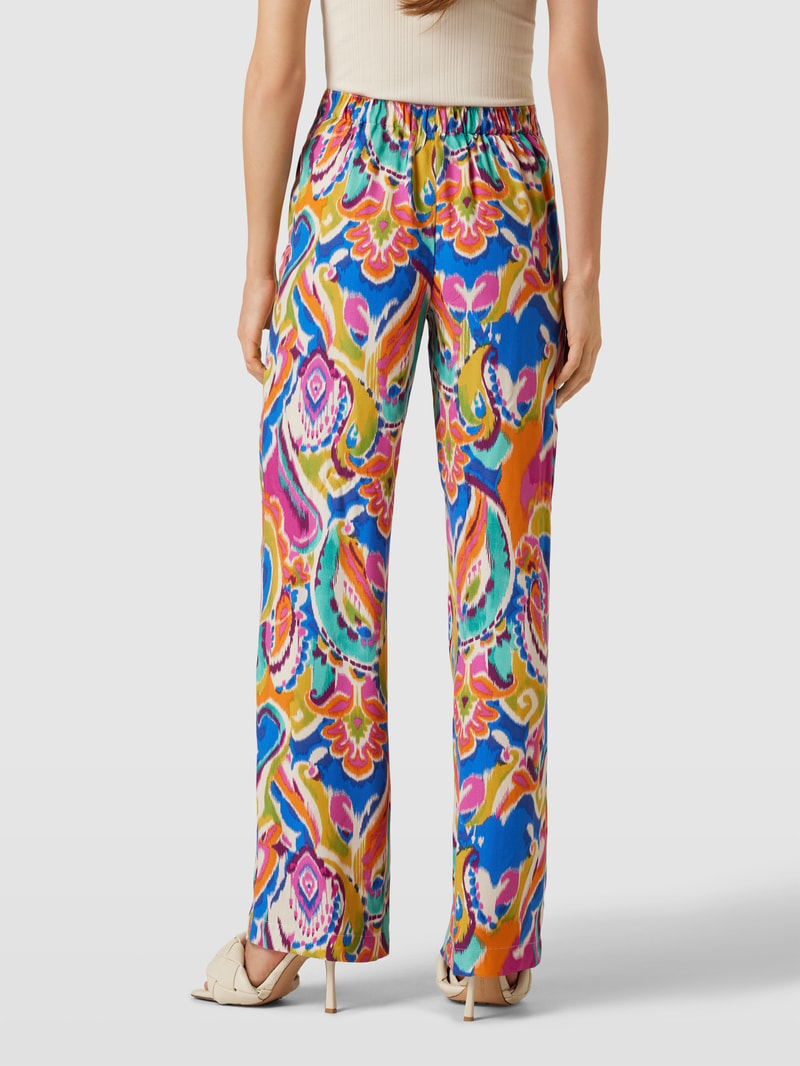 High Waist Stoffhose mit Allover-Muster in pink