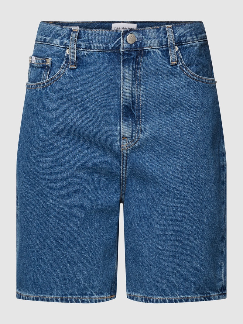 Jeansshorts aus reiner Baumwolle mit Label-Detail in jeans