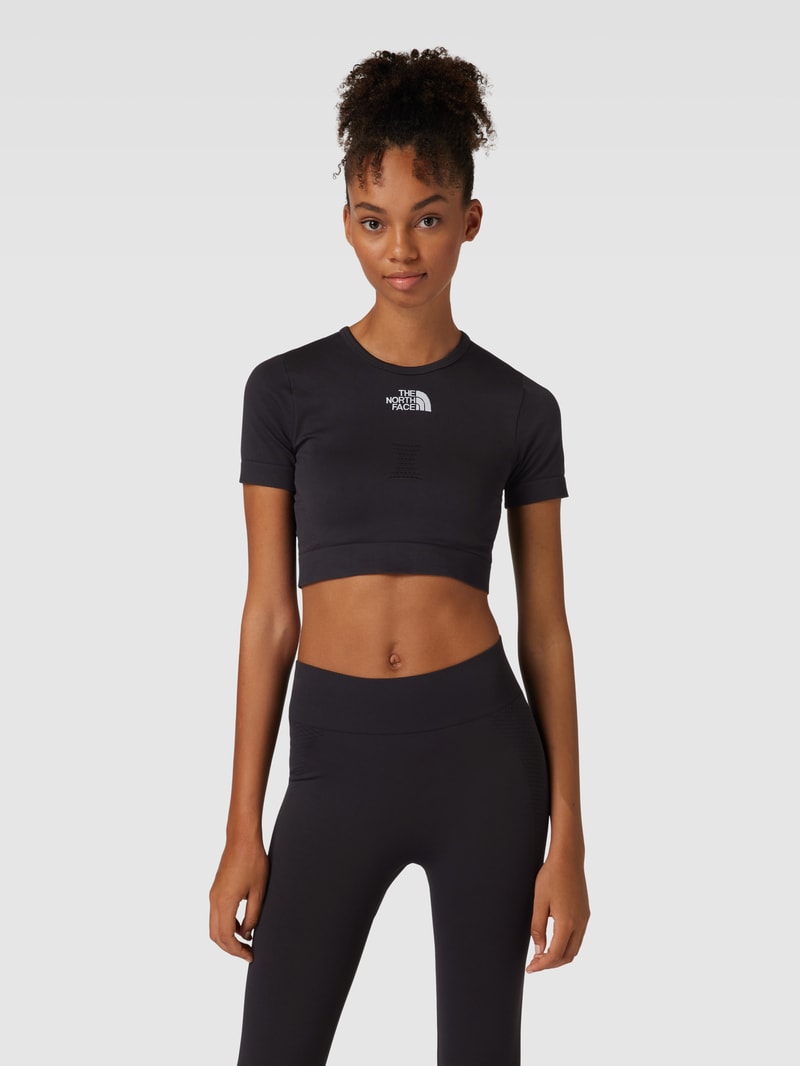 Cropped T-Shirt mit Label-Detail Modell 'NEW SEAMLESS' in schwarz