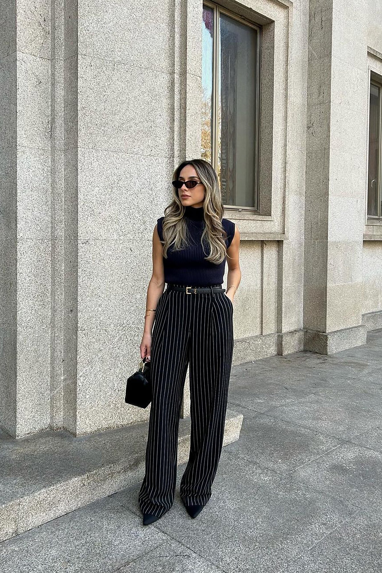 Gestreifte Hose mit hoher Taille