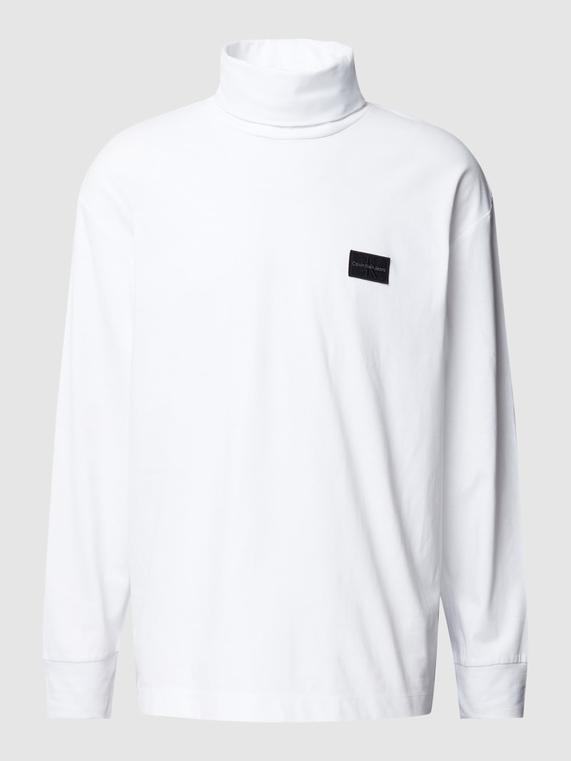 Longsleeve mit Label-Patch Modell 'SHRUNKEN' in weiss