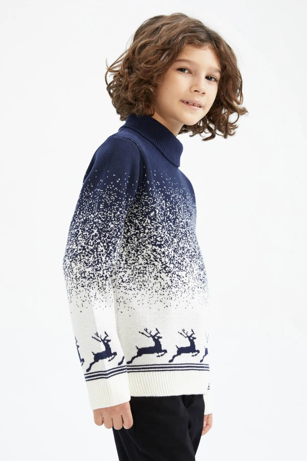 DeFacto  Rollkragenpullover mit Weihnachtsmotiv für Jungen