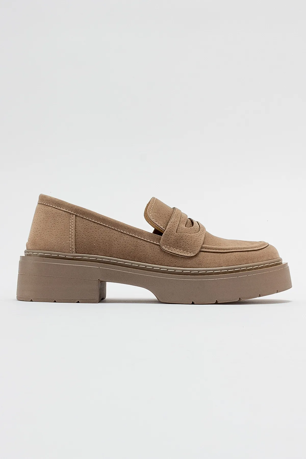 LuviShoes  Damen-Loafer aus dunkelbeigem Wildleder