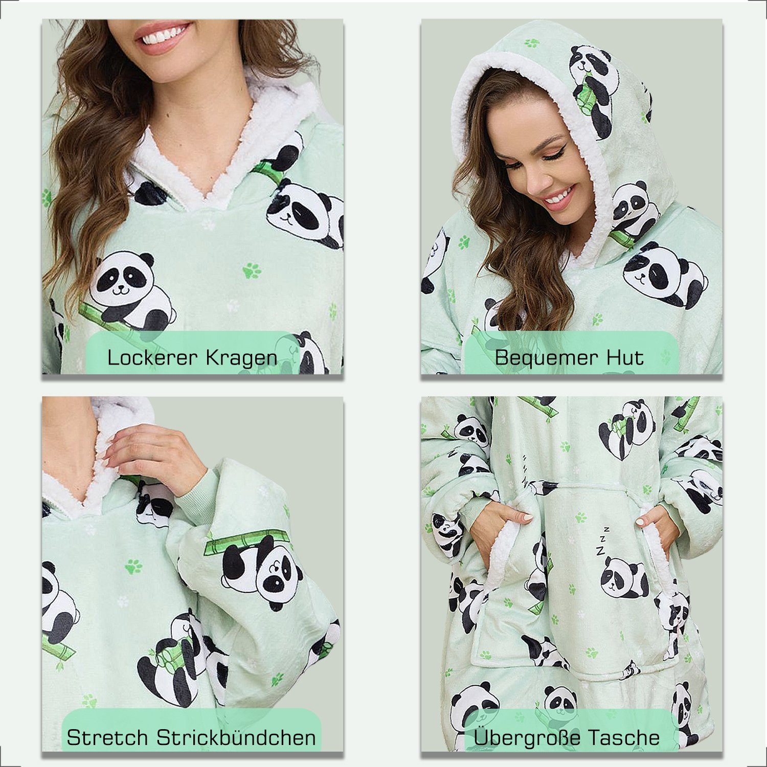 GRUIDAE Hoodie Hoodie Oversize Decke, Kuscheldecke mit ärmeln und Kapuze Weihnachtspullover decke mit ärmeln