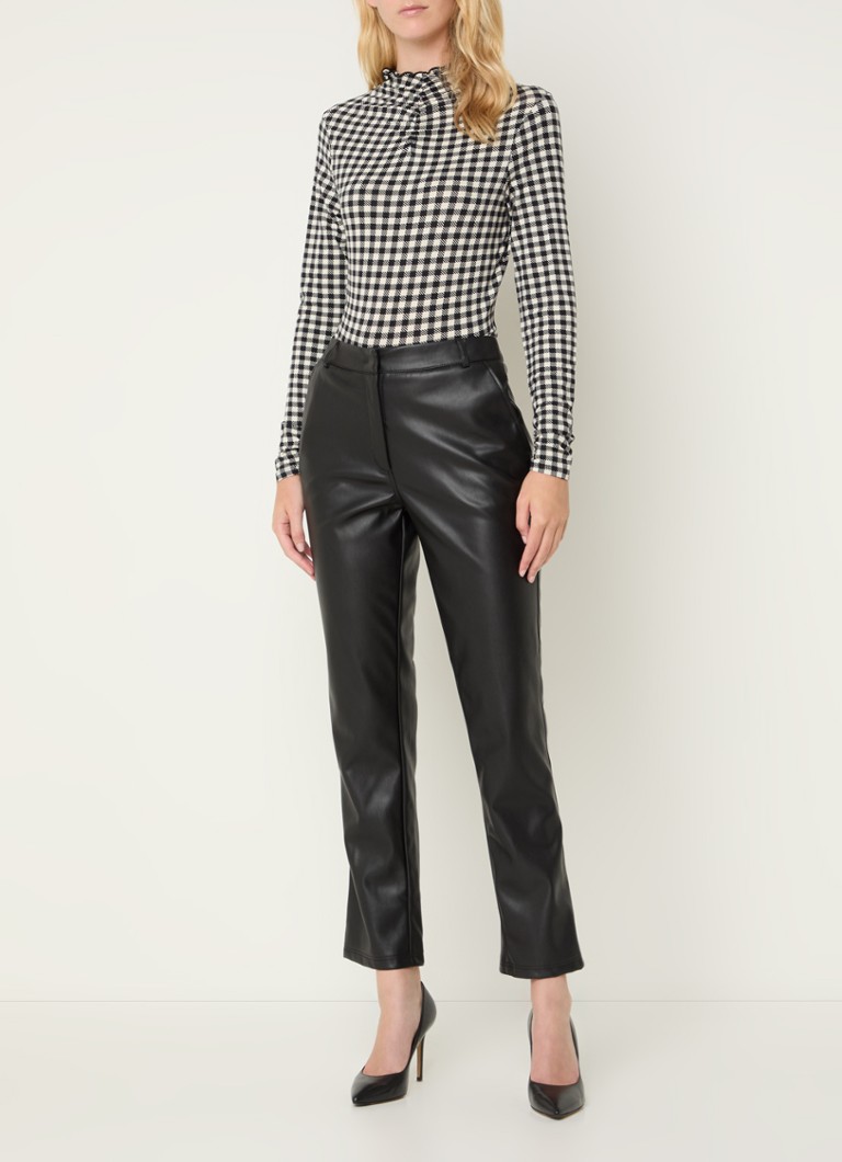 Pantaloni din piele ecologică LKBennett Hardy cu talie înaltă și croială dreaptă