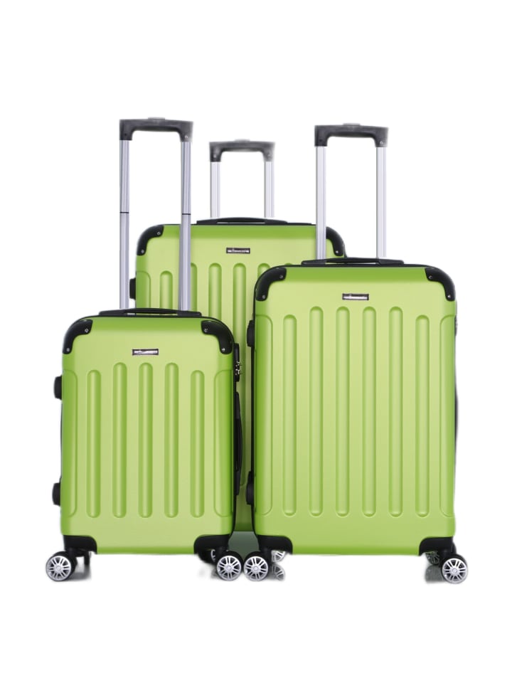 Cheffinger Reisekoffer Koffer 3 tlg Hartschale Trolley Set Kofferset Handgepäck in Grün günstig kaufen onesize
