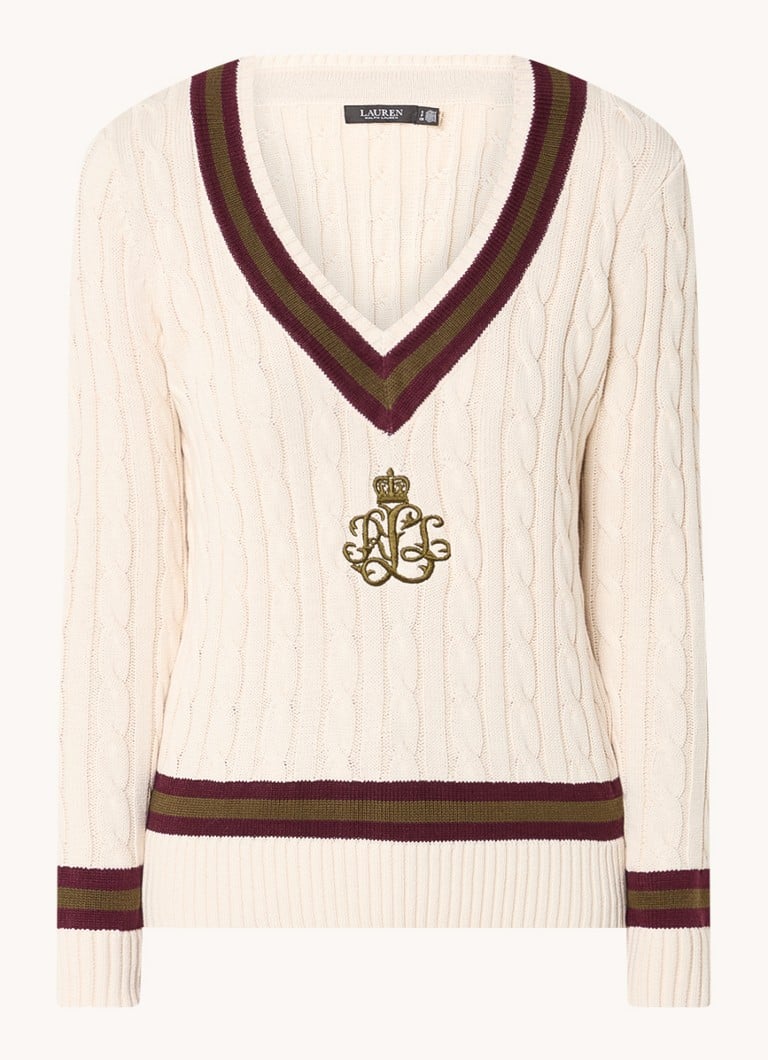 Ralph Lauren kábelkötött pulóver hímzett logóval