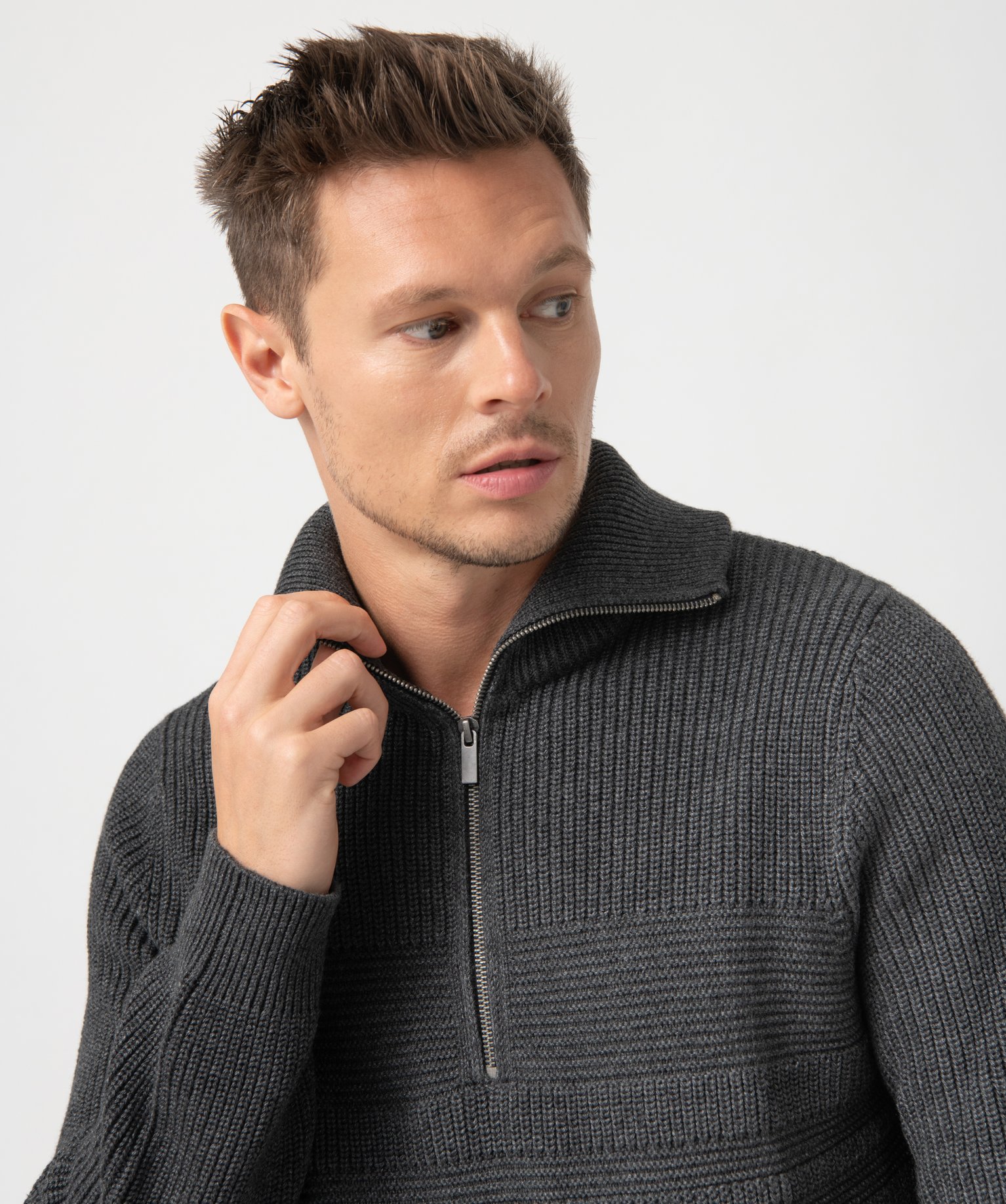 Pull homme en grosse maille à col camionneur noir | GEMO